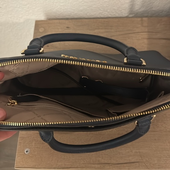 Michael Kors Large Dome Emmy Saffiano Leather Satchel Handbag - Navy - Picture 3 of 3